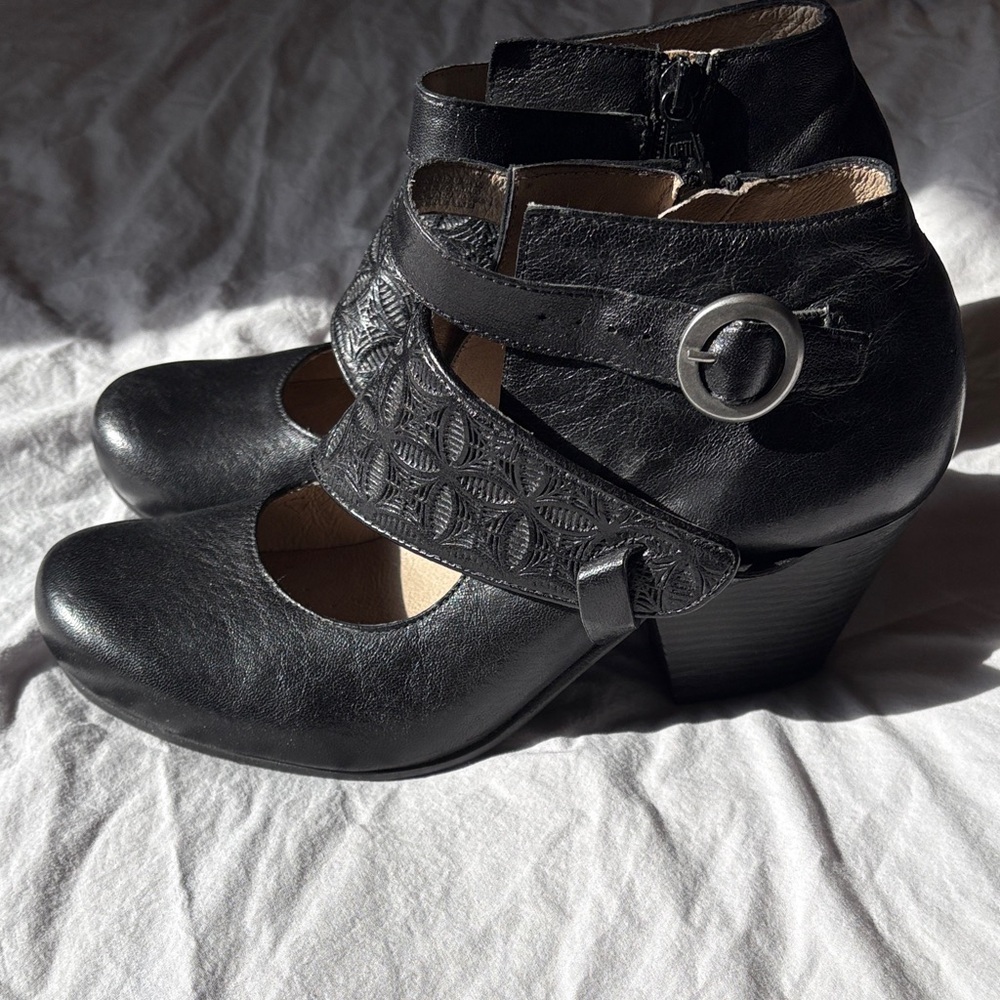 Miz Mooz Black Heeled Ankle Boots